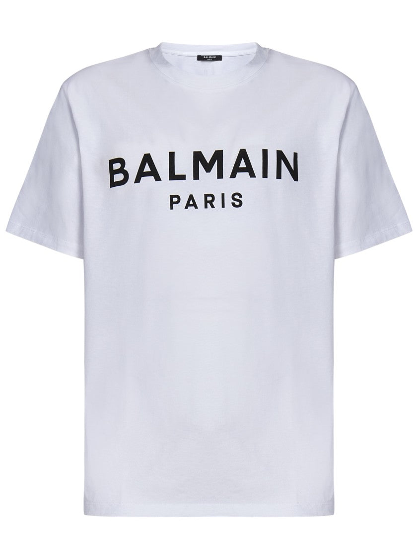 Balmain Relaxed Fit White T-Shirt With Bold Black Lettering