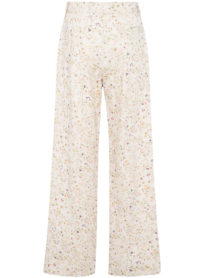 Tela Pantalone Bocciolo Wide-Leg Floral Print Pants