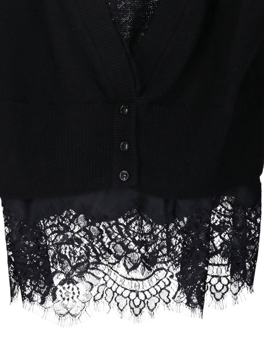 Ermanno Scervino V-Neck Lace Cashmere Cardigan