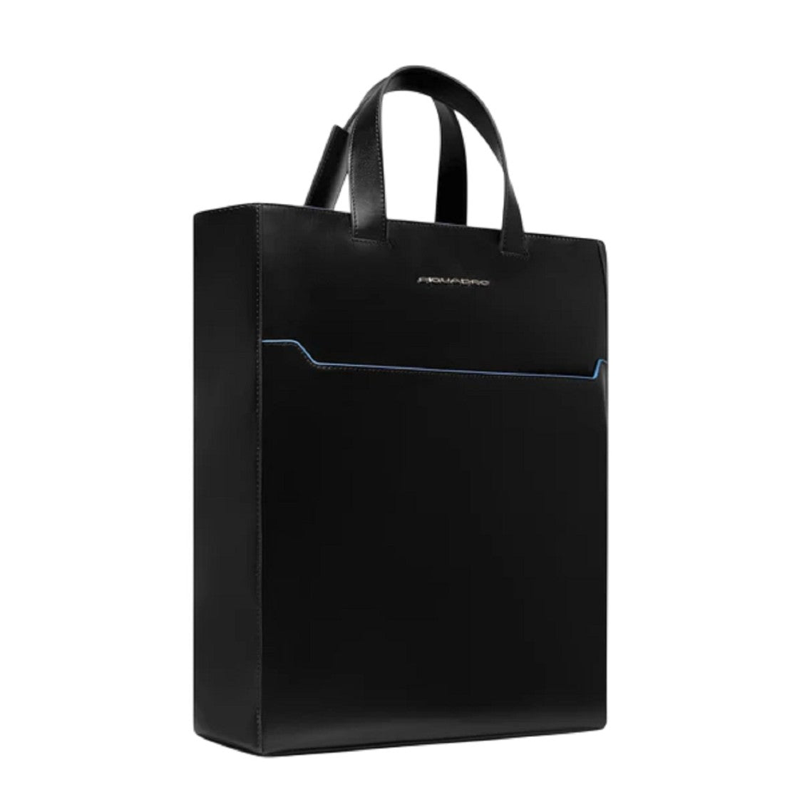 Piquadro Vertical Leather Tote Bag With Padded Compartment
