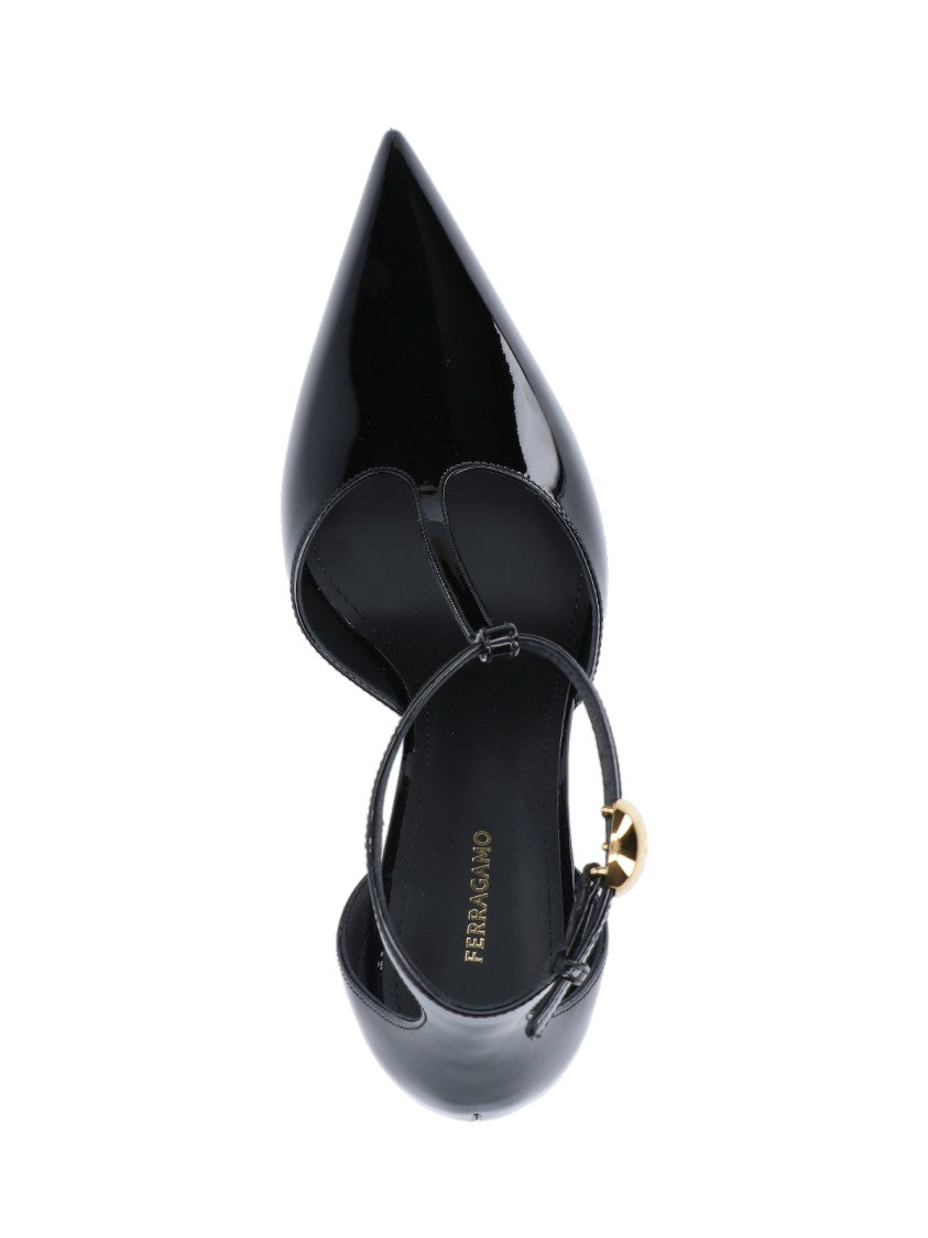 Ferragamo T-Strap' Pumps – Black