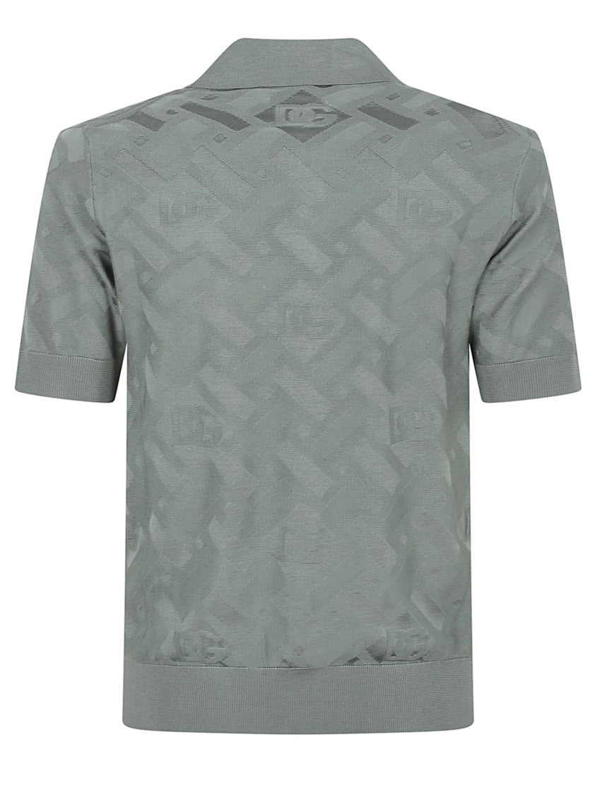Dolce & Gabbana Silk Micropoint Grey Polo Shirt