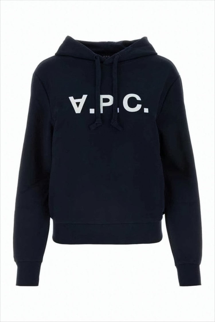 A.P.C. Cropped Black Hoodie With Inverted Logo