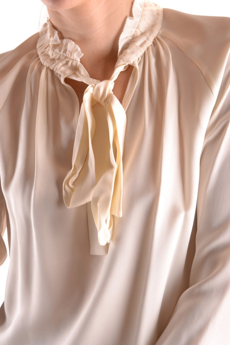 Michael Kors Flowing White Blouse With Ruffled Neckline