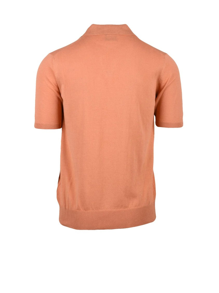 Alpha Studio Peach Cotton Knit Polo