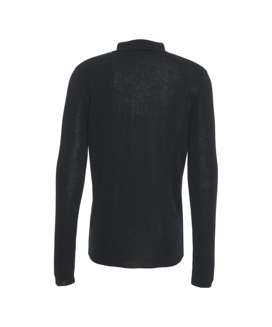 Grifoni Ribbed Polo Sweater With Classic Button-Down Design