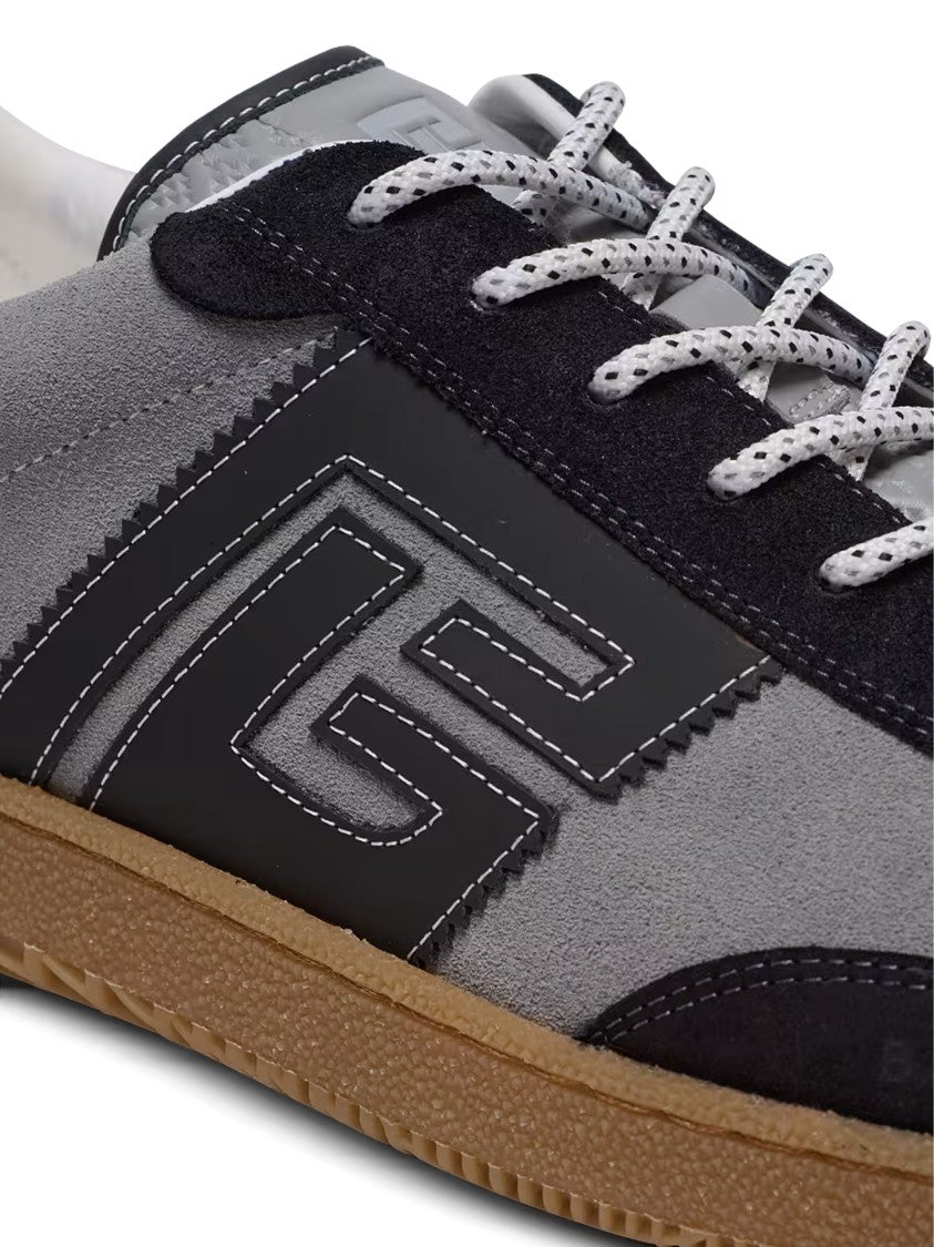 Balmain Grey Low Top Suede Panel Sneakers