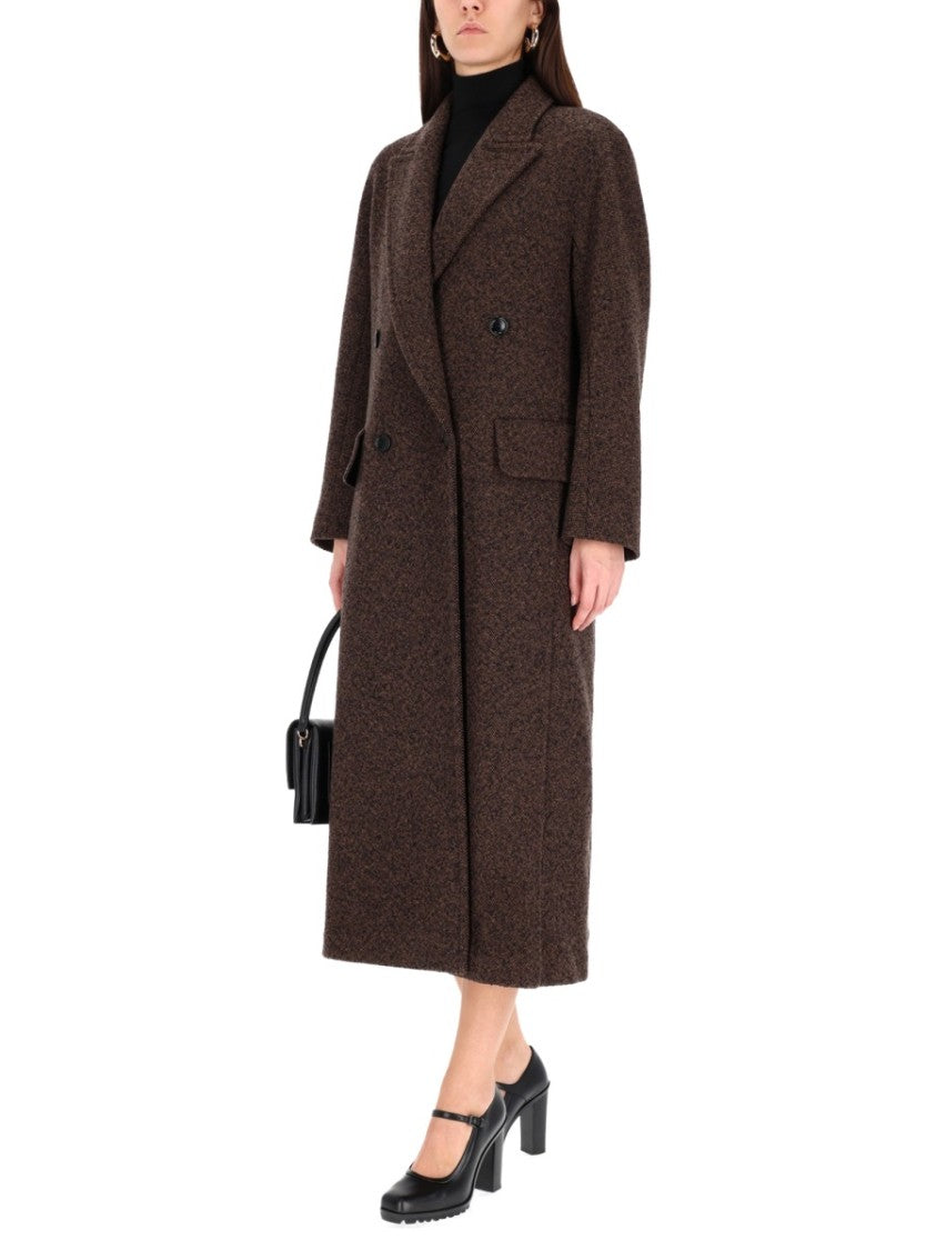 Max Mara Bow Long Double-Breasted Wool-Blend Coat
