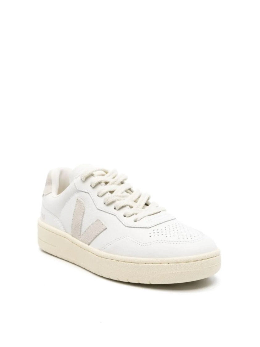 Veja White V-90 O.T. Perforated Leather Sneakers