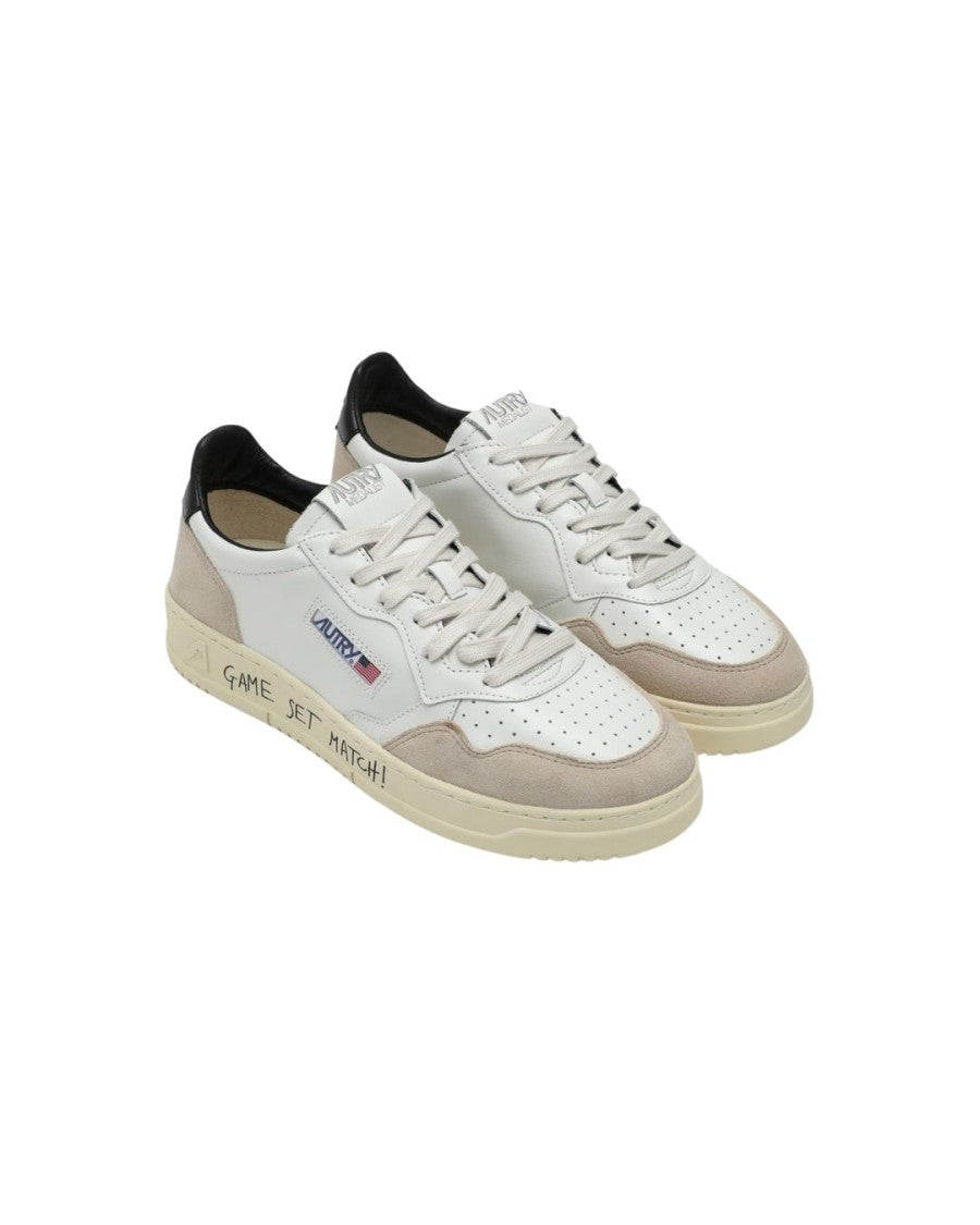 Autry Medalist Low Sneakers In White Leather And Suede With Custom Lettering