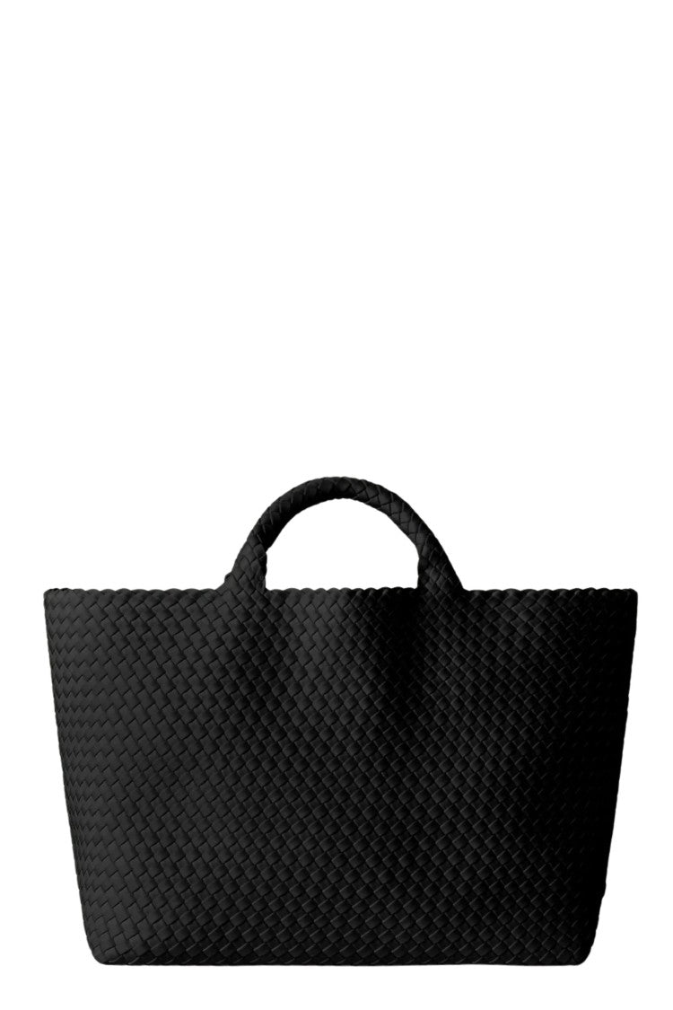 Naghedi Black St Barths Large Woven Neoprene Tote Bag
