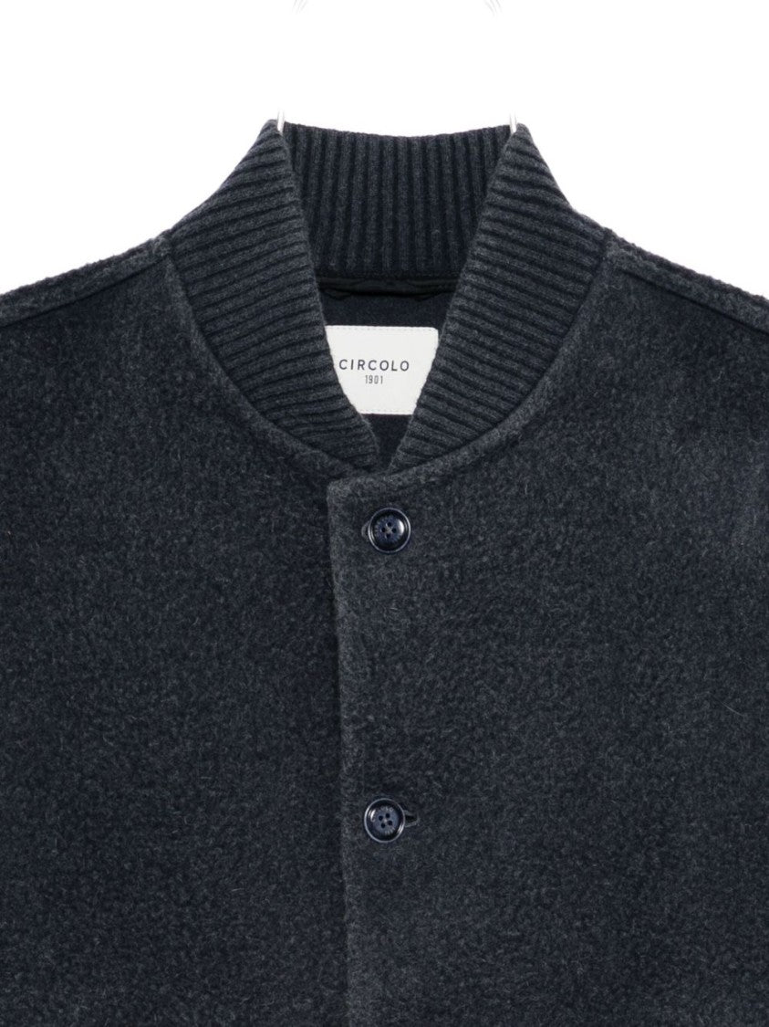 Circolo 1901 Textured Blue Jacket With Button-Up Front