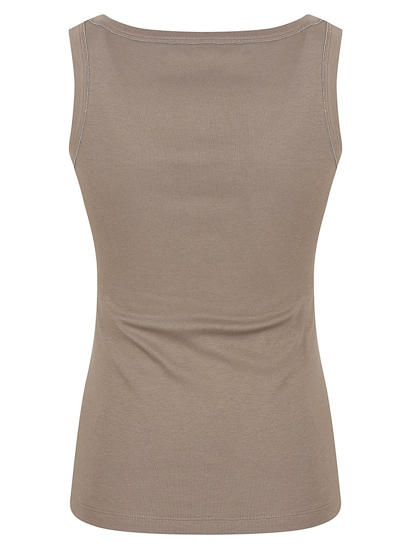 Fabiana Filippi Scoop Neck Fitted Top With Ribbed Texture