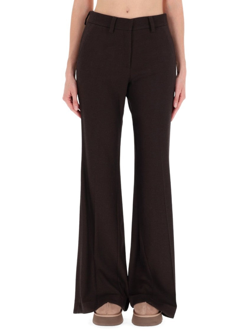 Alysi High-Waisted Wide-Leg Flannel Wide-Leg Pants