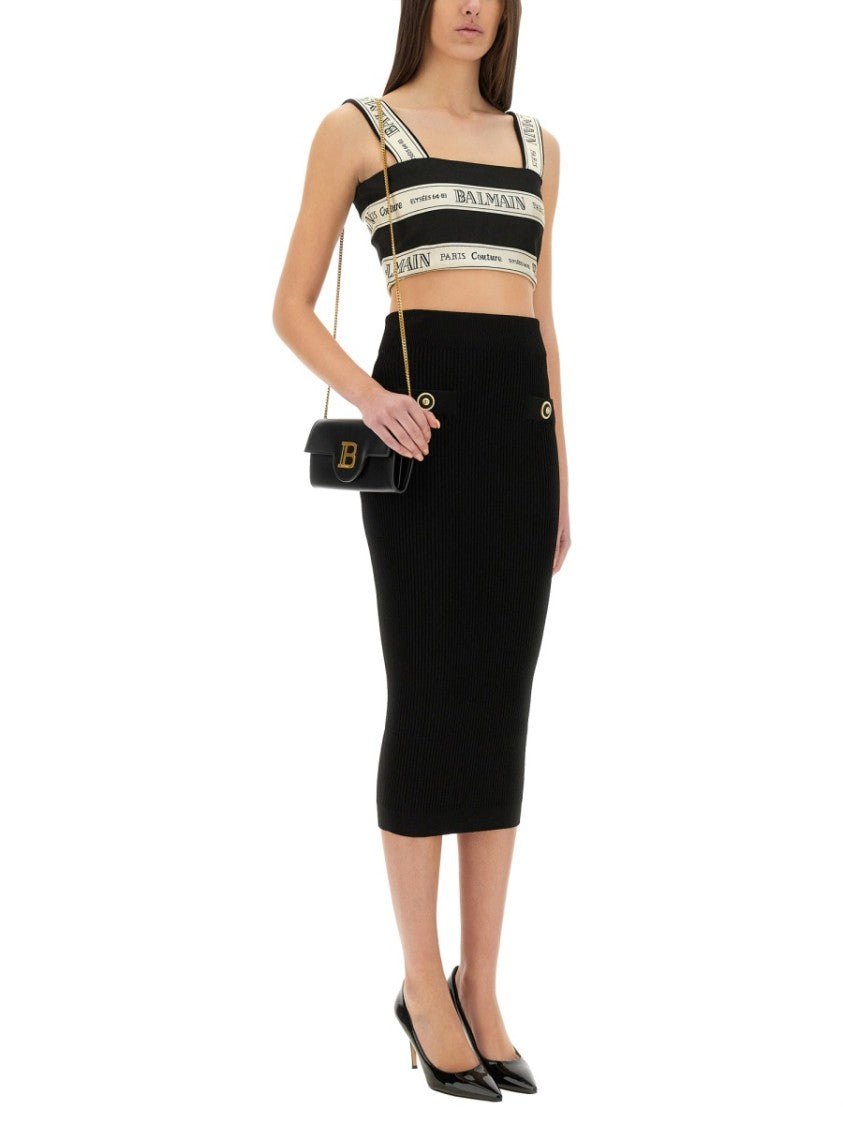 Balmain Cropped Top With Wide Straps