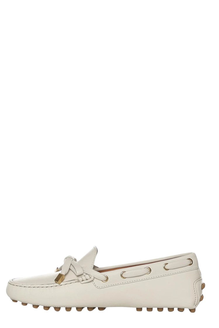Tod's White Moccasin With Bow Leather Loafers