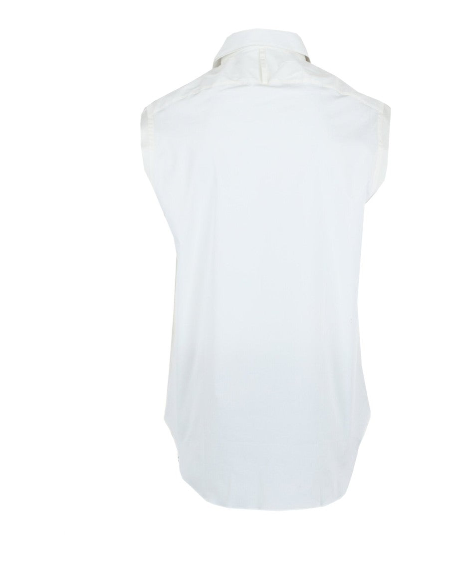Ferragamo Raw Cut Sleeveless Tuxedo Shirt