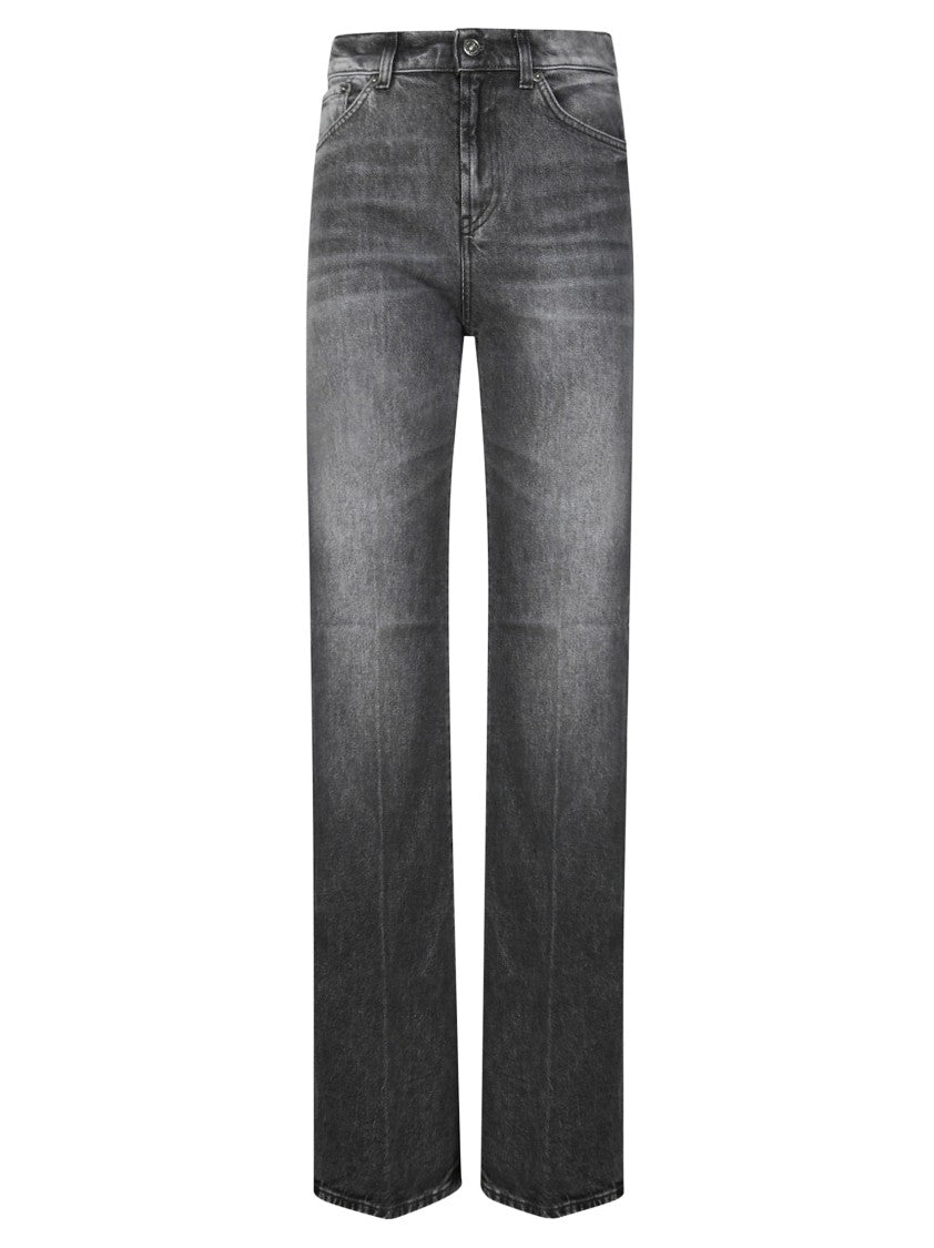 Dondup High-Waisted Wide-Leg Amber Trousers With Minimalist Design