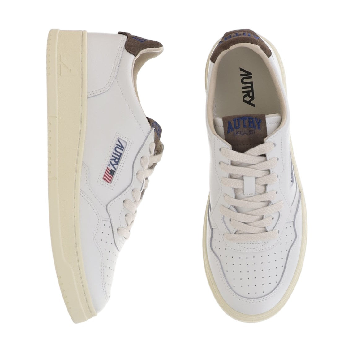 Autry Low-Top Leather Sneakers With Suede Heel Tab And Logo Details