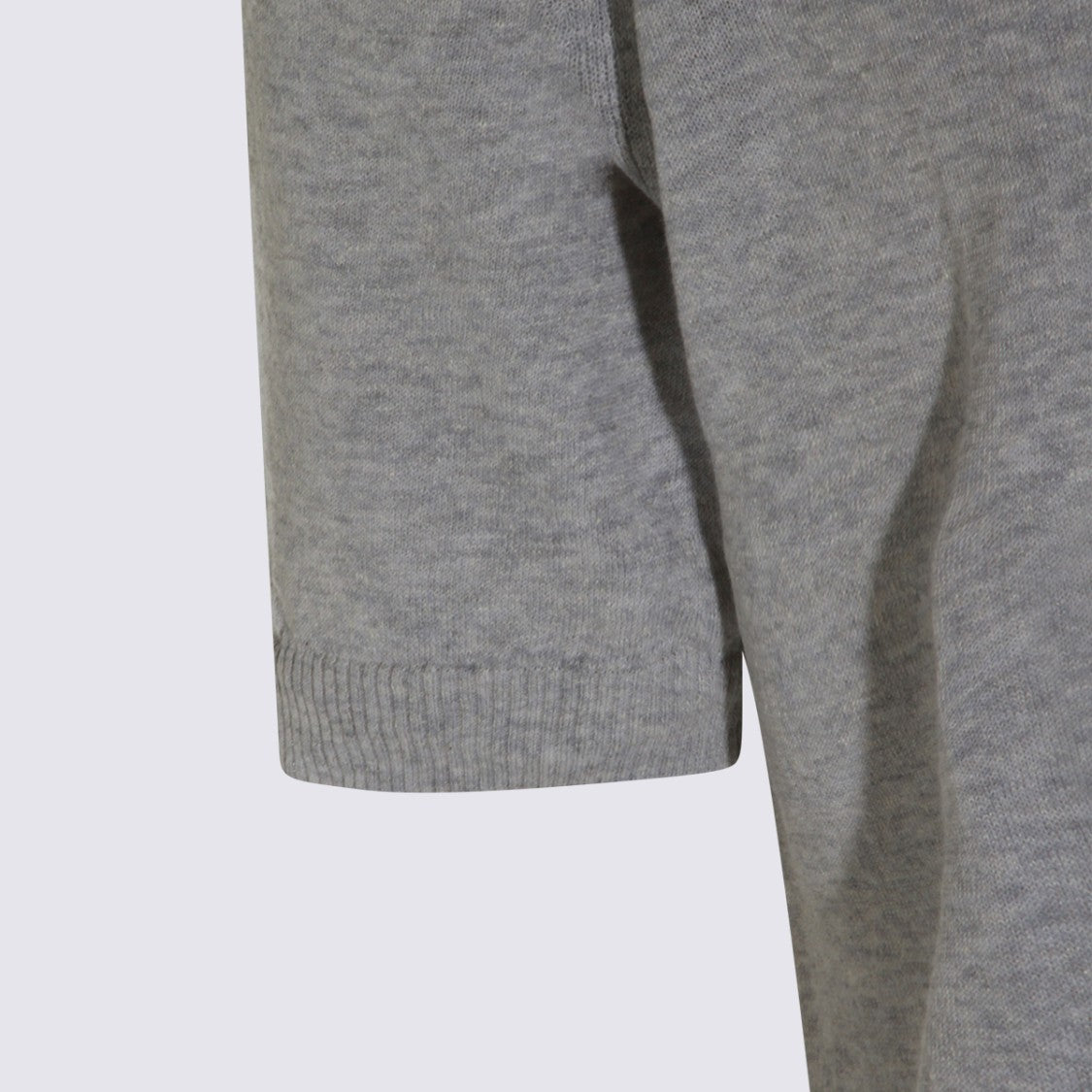Eleventy Heathered Grey Knit Polo Shirt With Classic Collar And Fitted Finish