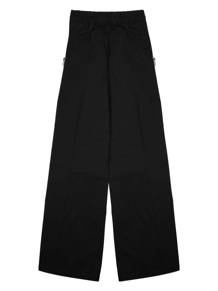 Rick Owens Wide-Leg Black Casual Pants With Elastic Waistband And Functional Pockets