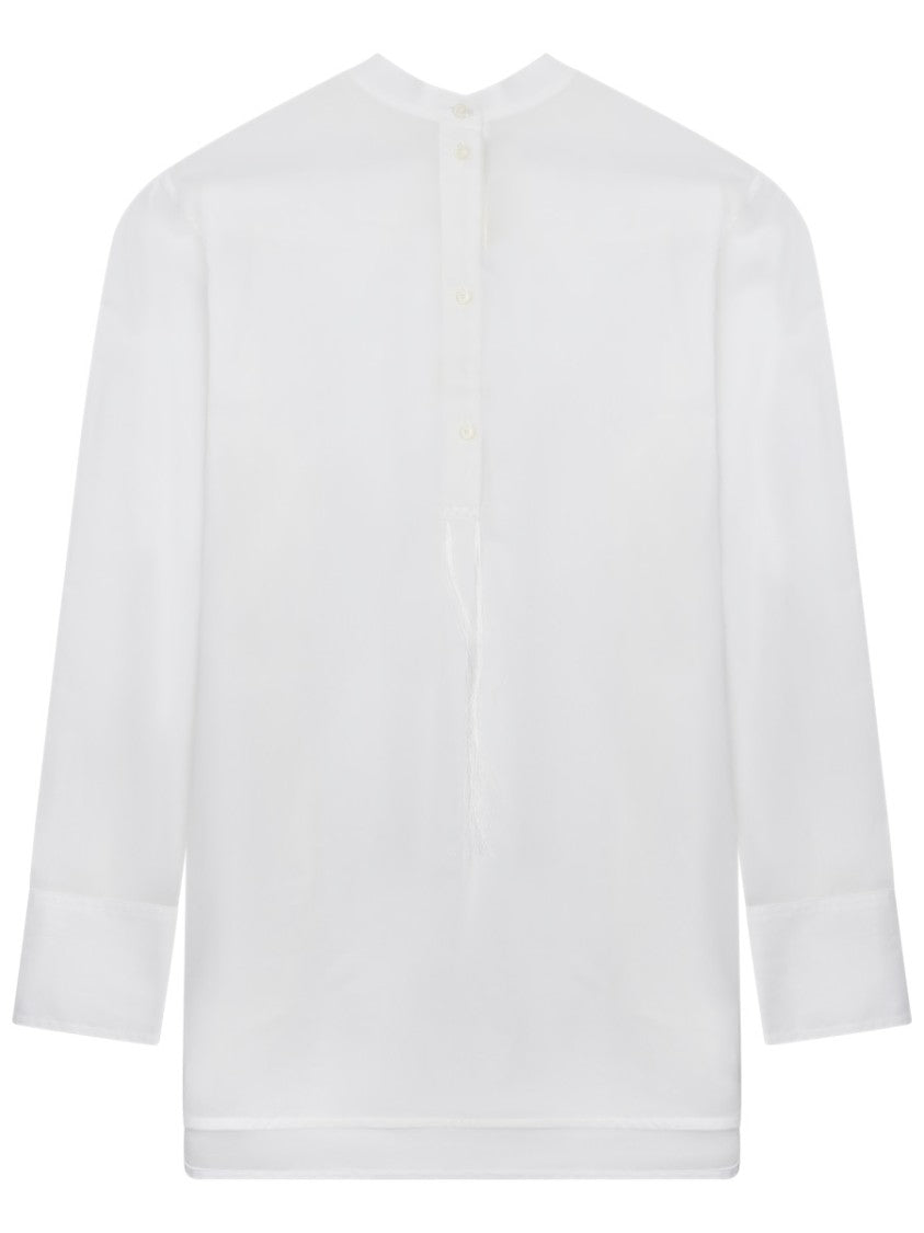 Totême White Long-Sleeved Cotton Shirt With Button-Up Closure