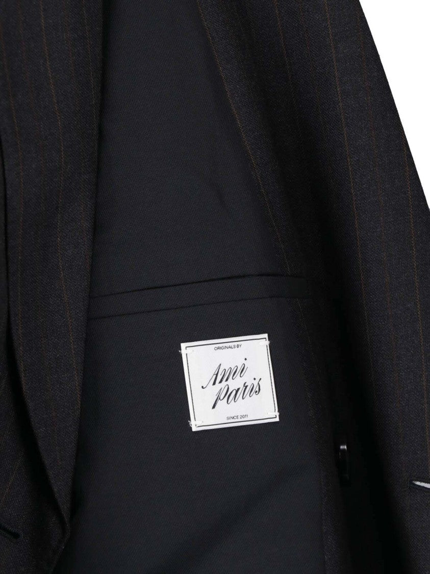 Ami Paris Double-Breasted Virgin Wool Blazer With Notch Lapel