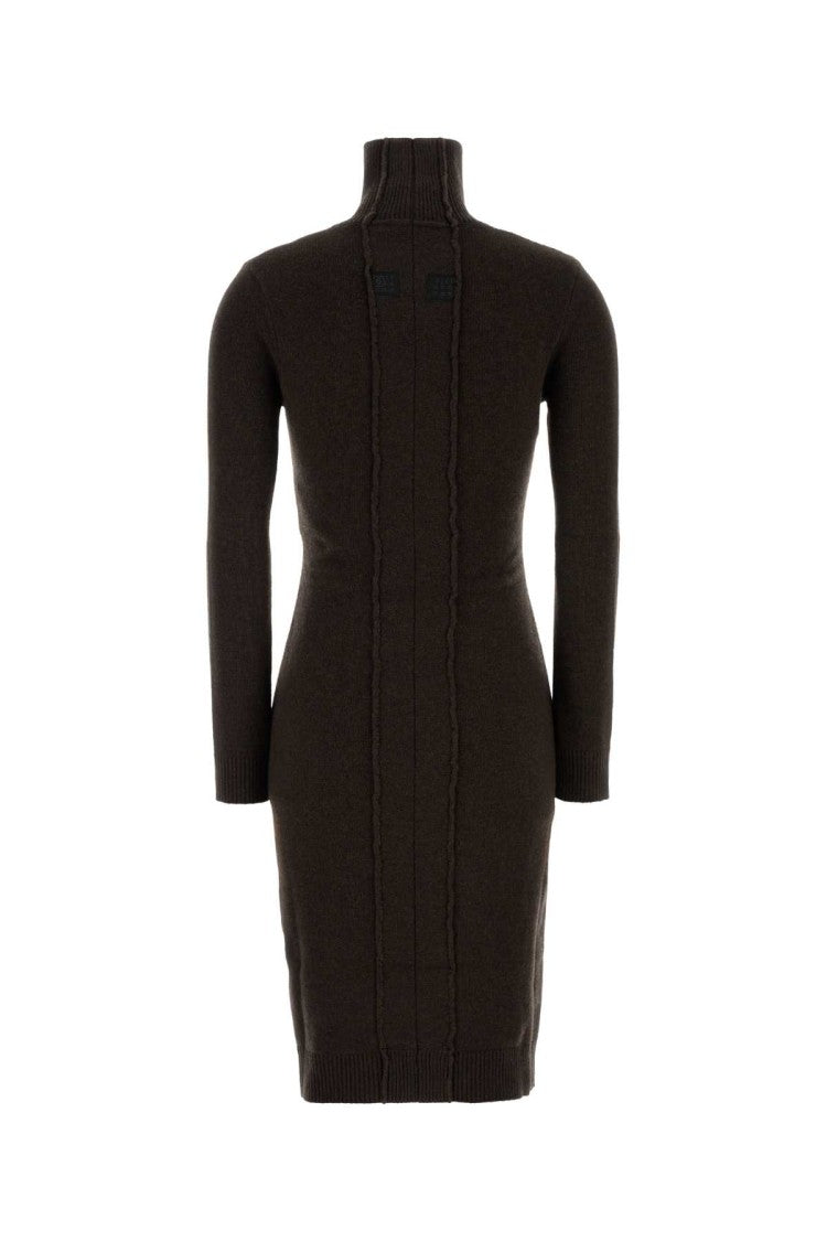 Mm6 By Maison Margiela Dark Brown Wool Blend Sweater Dress