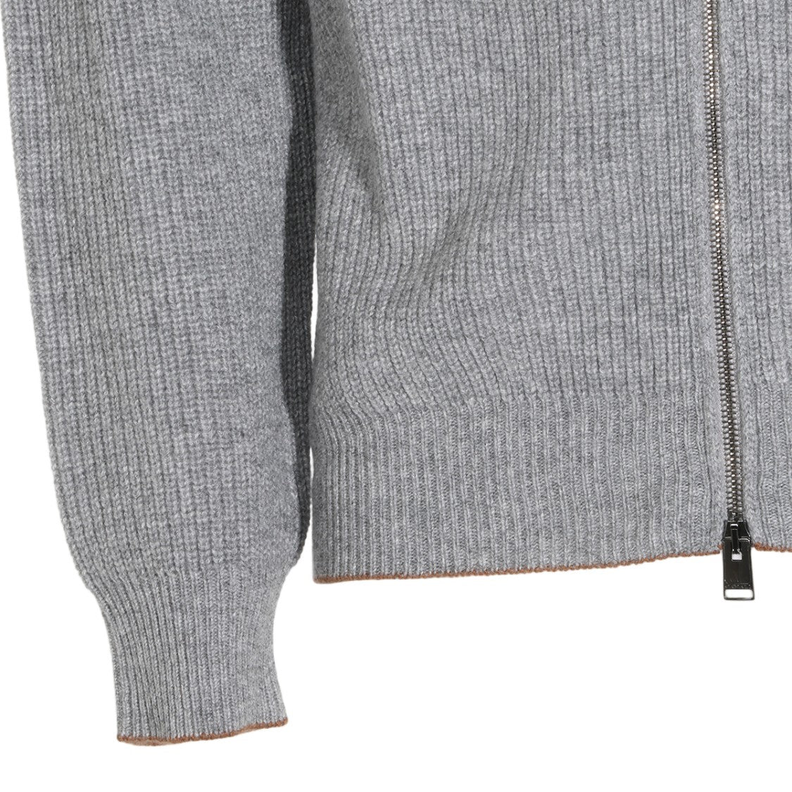 Canali High Collar Zippered Ribbed Knit Sweater