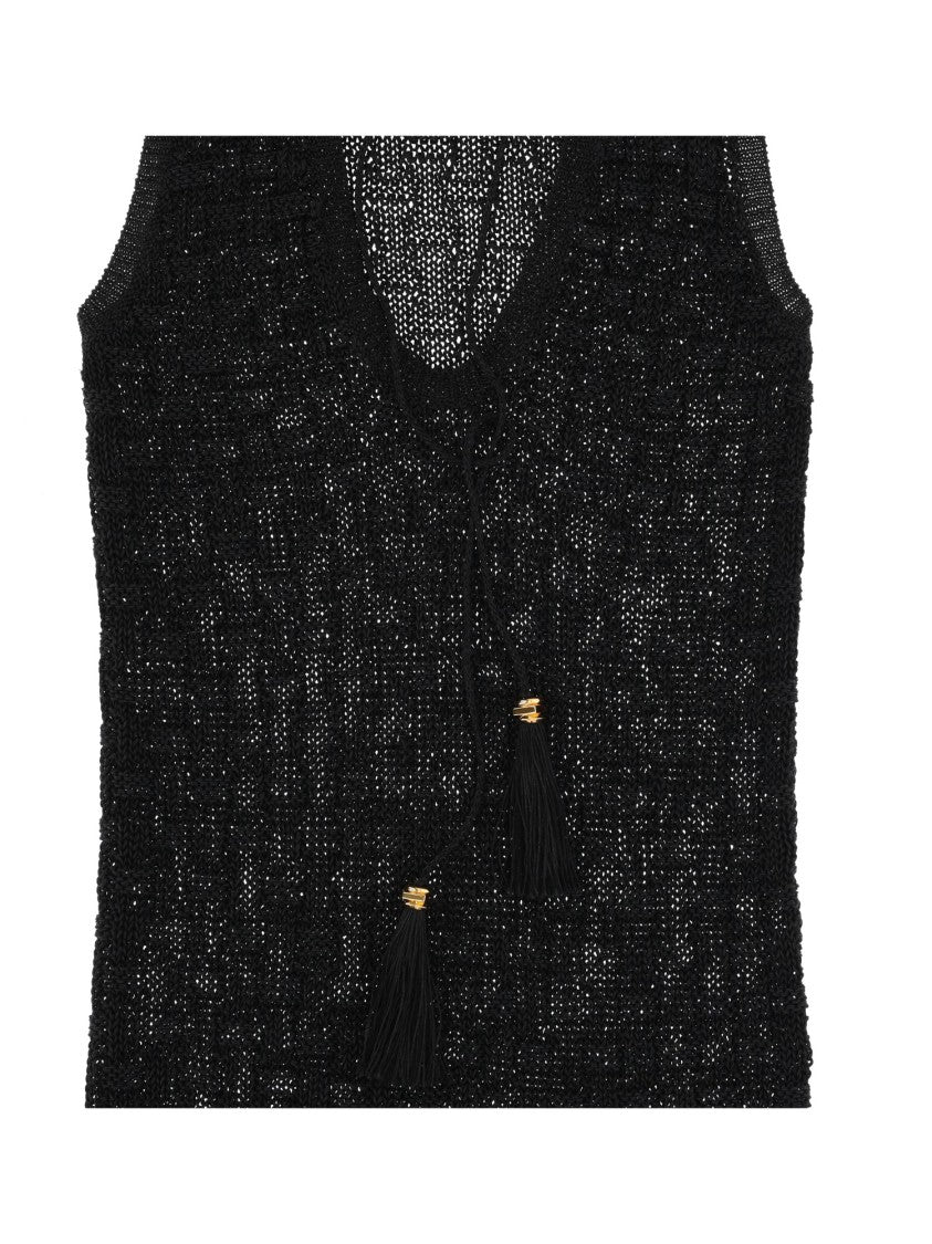 Elisabetta Franchi Sleeveless Open Weave Knit Dress