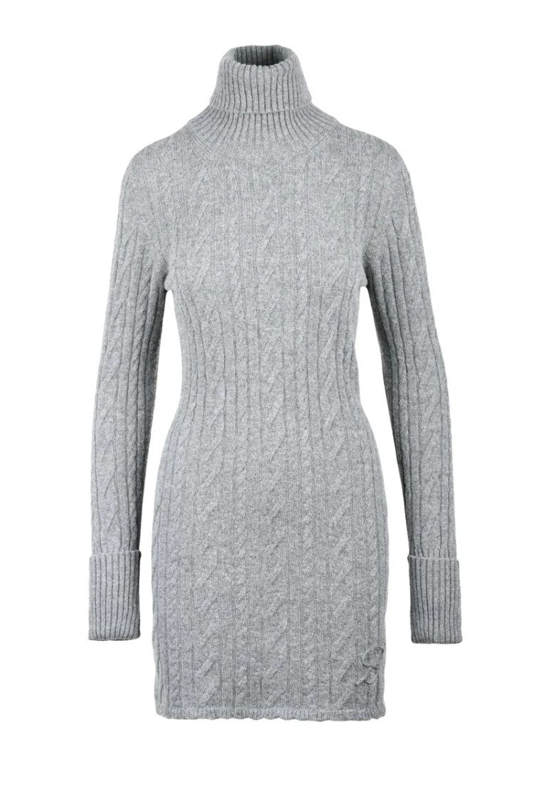 Blumarine Wool Dress High Neck - Grey