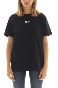 N°21 Boxy Black Cotton T-Shirt