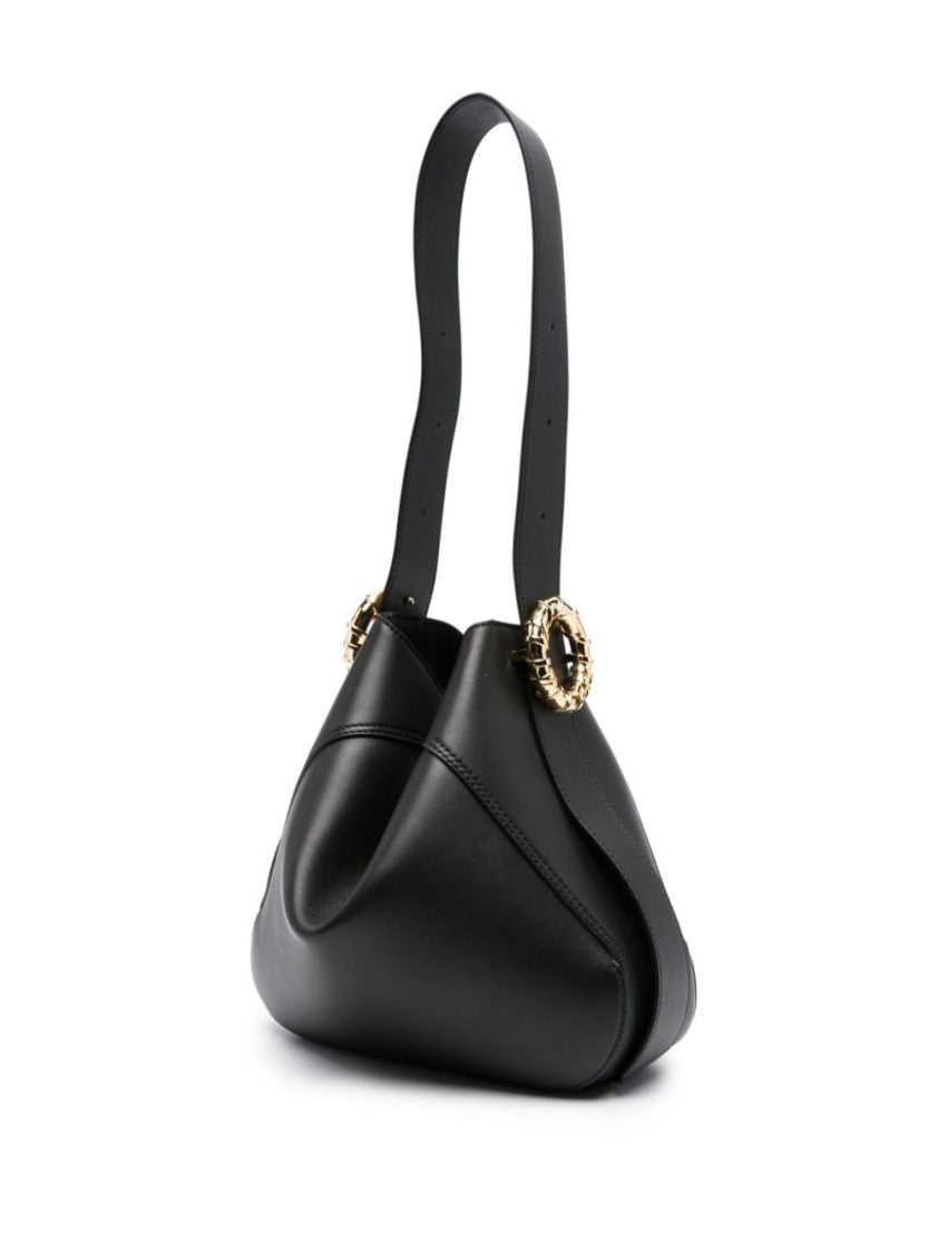 Lanvin Sculptural Black Calf Leather Shoulder Bag