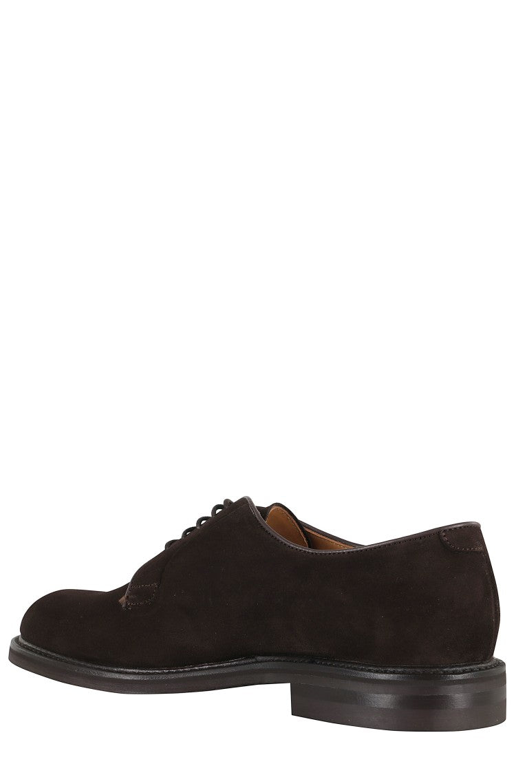 John Spencer Dainite Derby Shoe In Brown Suede