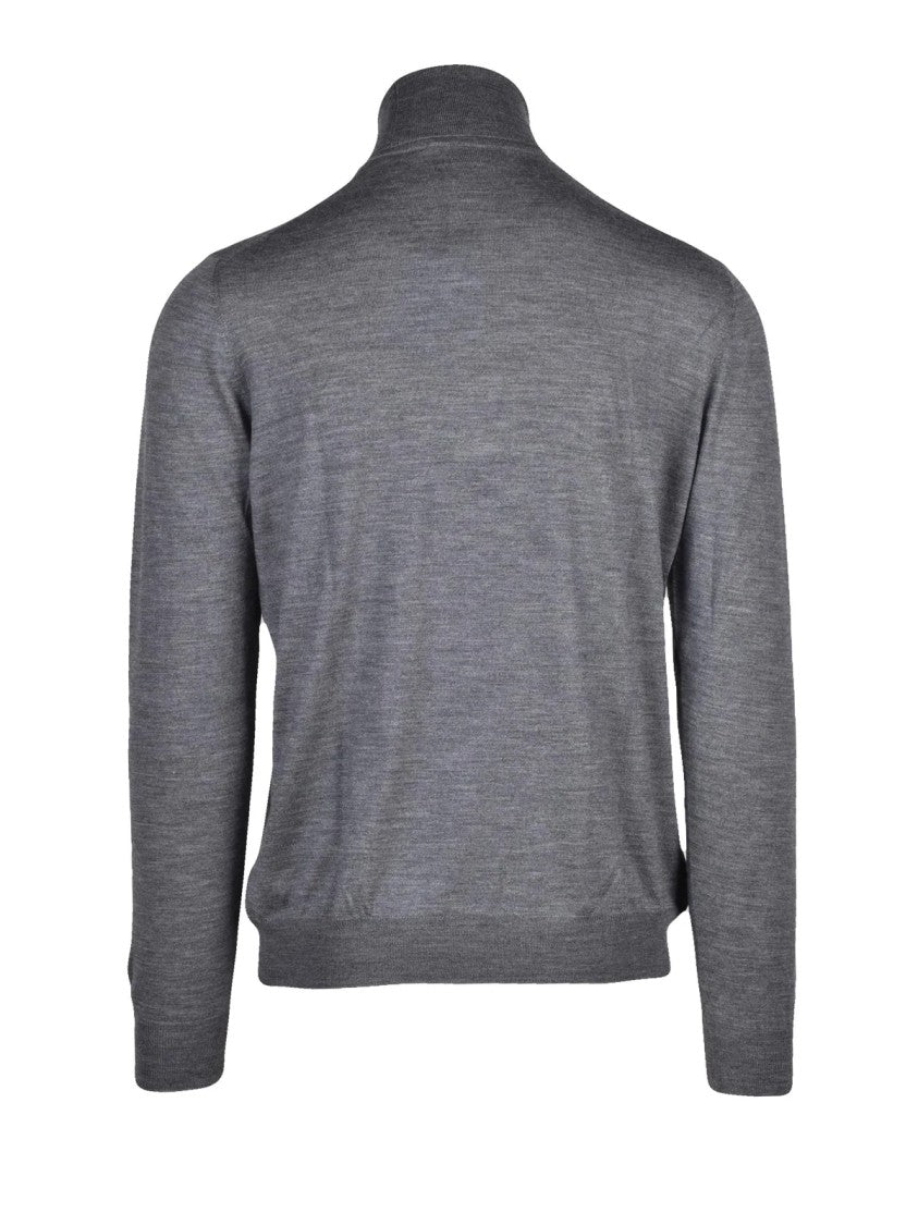 Gran Sasso Grey Virgin Wool-Silk Blend Turtleneck