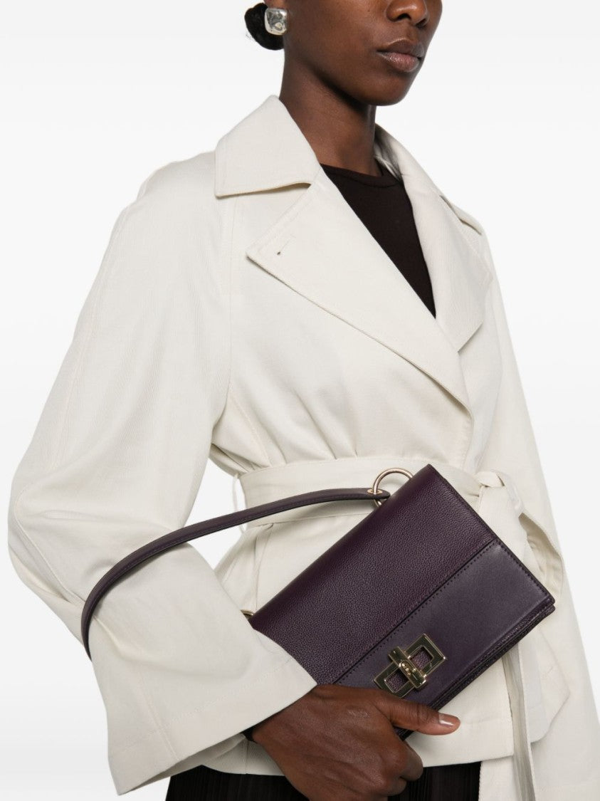 Furla Structured Burgundy Gold-Hardware Handbag