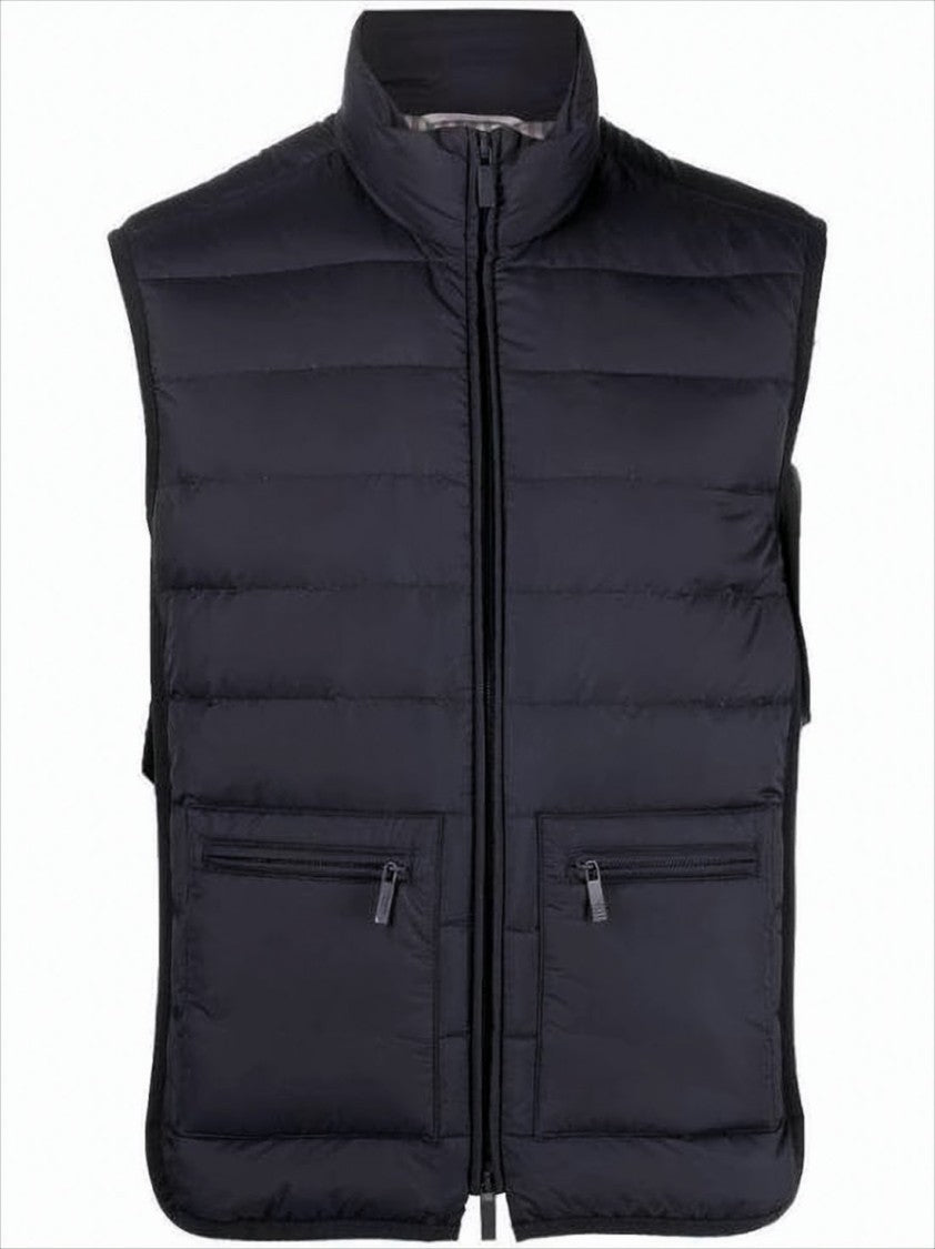 Thom Browne Sleek Padded Vest With Horizontal Quilting And High Collar