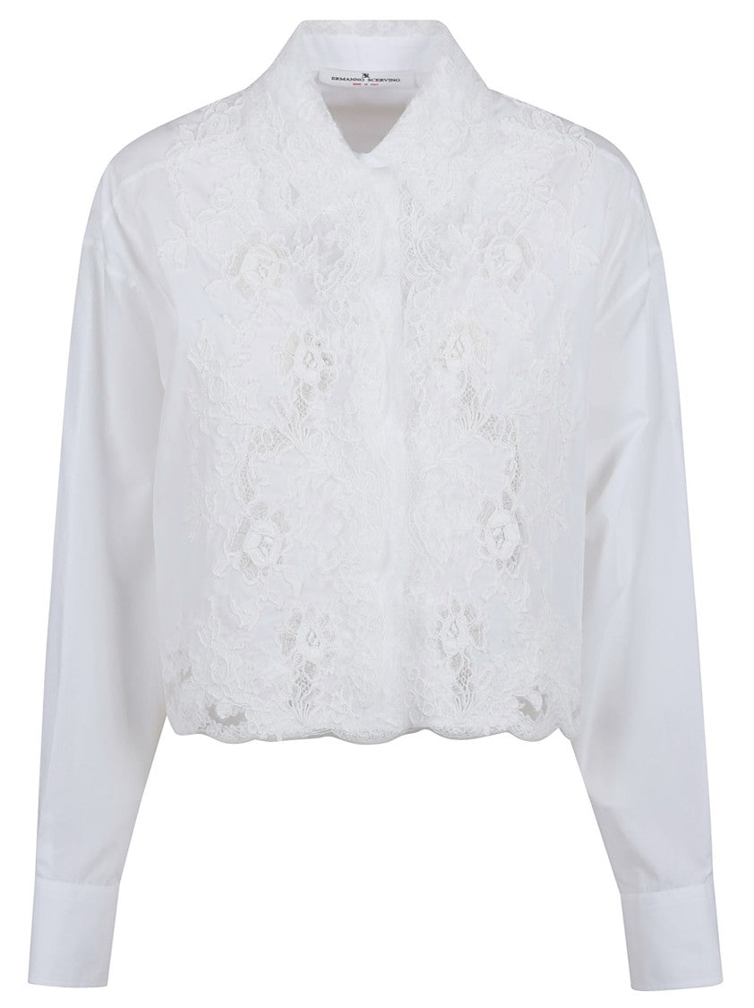Ermanno Scervino Collar Cotton Shirt With Lace