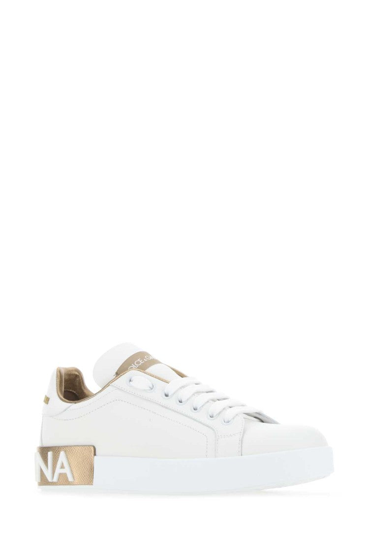 Dolce & Gabbana White Nappa Leather Portofino Sneakers