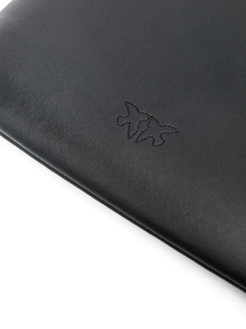 Pinko Compact Black Handbag With Chain Strap And Subtle Logo