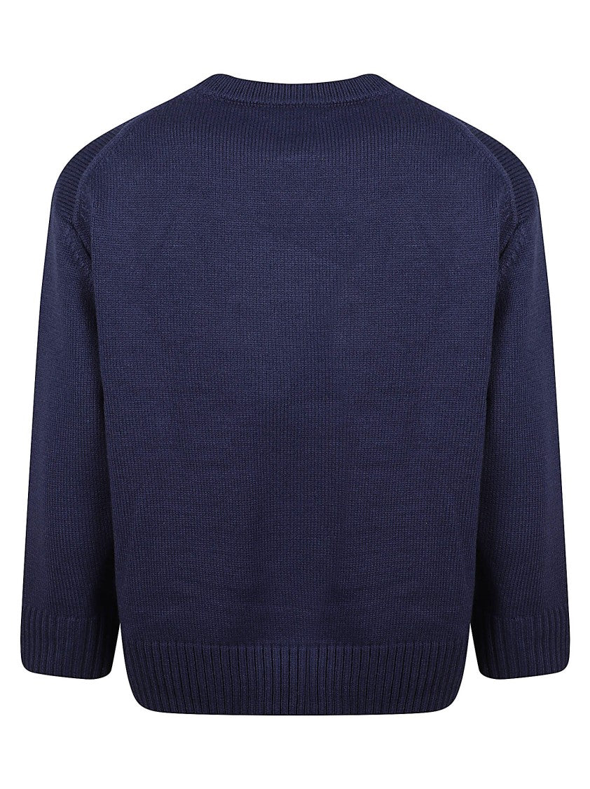 Found Navy Blue Wildlife Giraffe Embroidered Acrylic-Blend Sweater