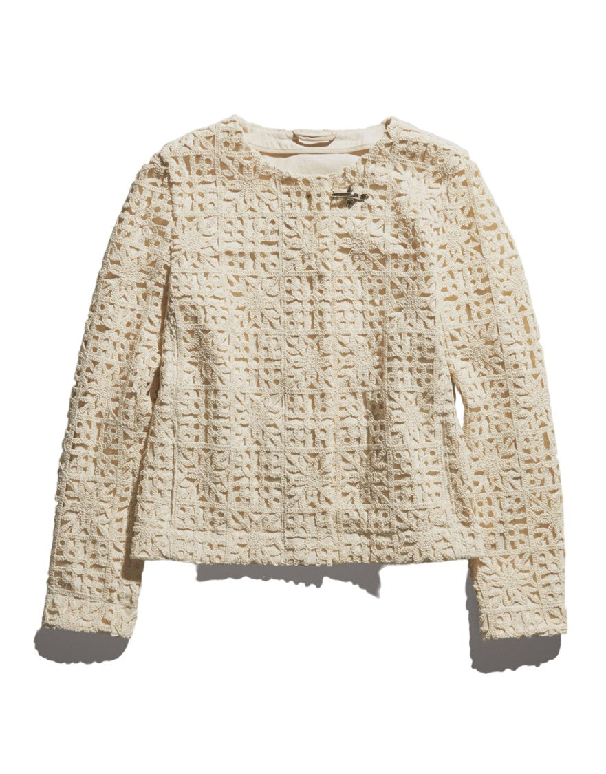 Fay Intricate Crochet Overlay Cotton Canvas Jacket