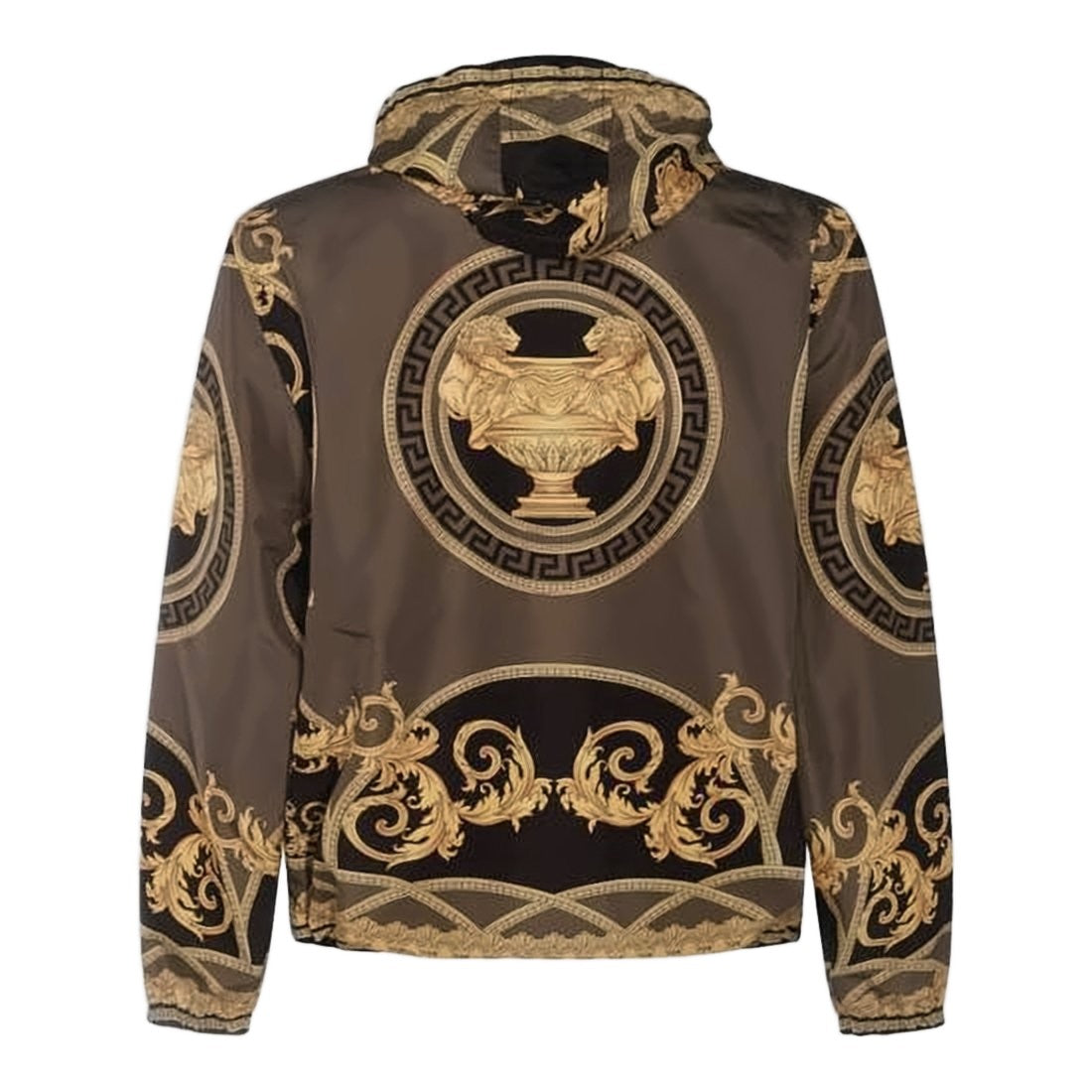 Versace Baroque-Patterned Black Versace Jacket With Zipper Closure