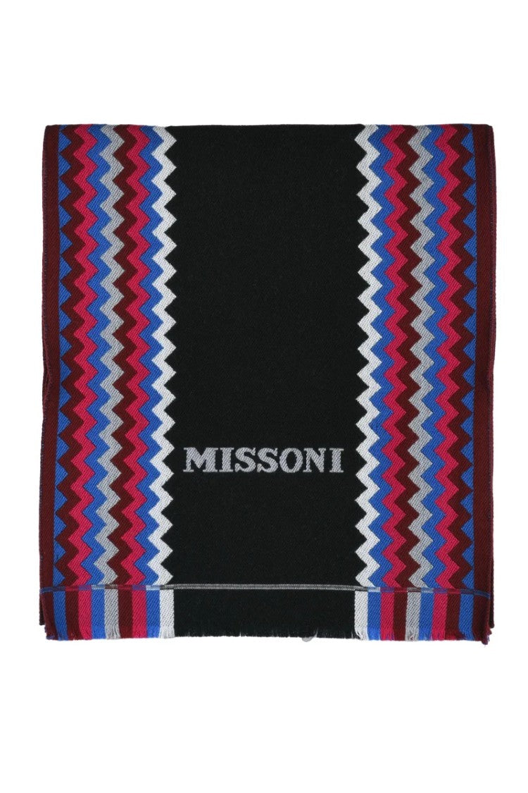 Missoni Black Fuchsia Wool Scarf