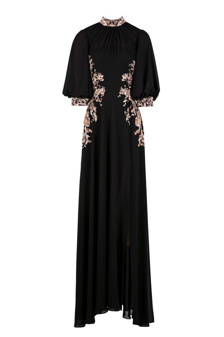 Saiid Kobeisy Long Crepe Georgette Beaded Dress