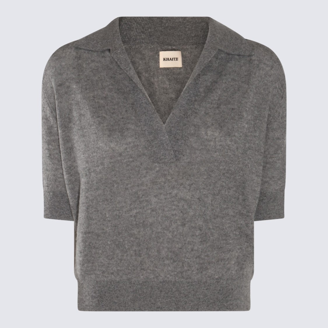 Khaite Warm Grey Cashmere Polo Shirt