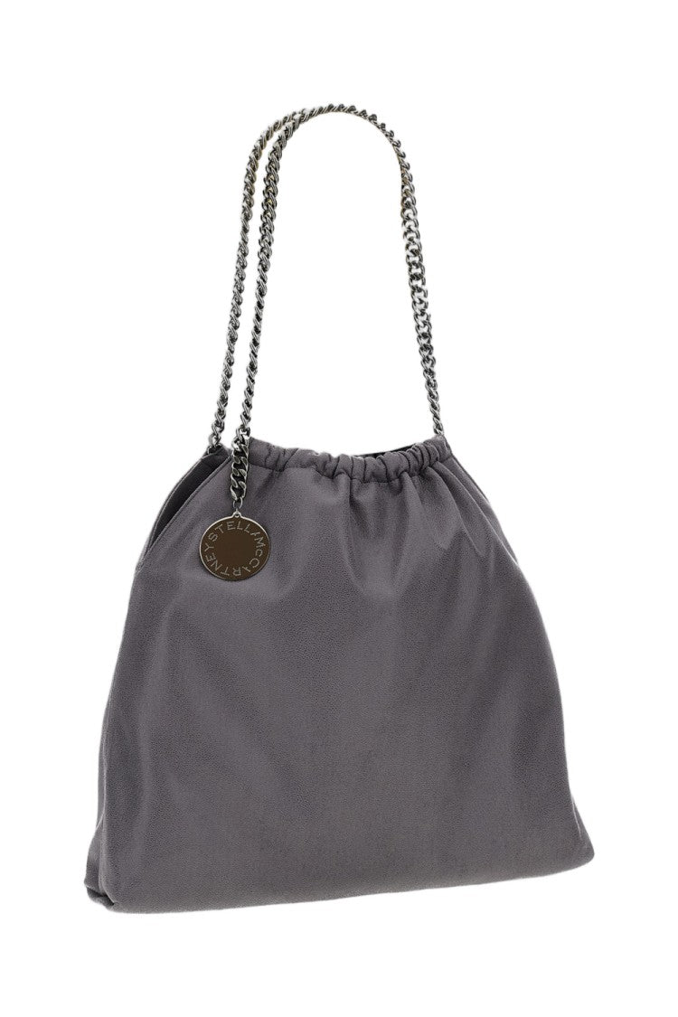 Stella Mccartney Medium Gray Falabella Drawstring Bag With Ruthenium Chains