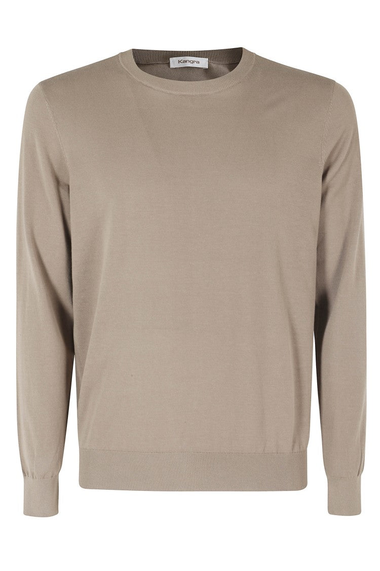 Kangra Brown Single Thread Ribbed Trim Cotton Sweater