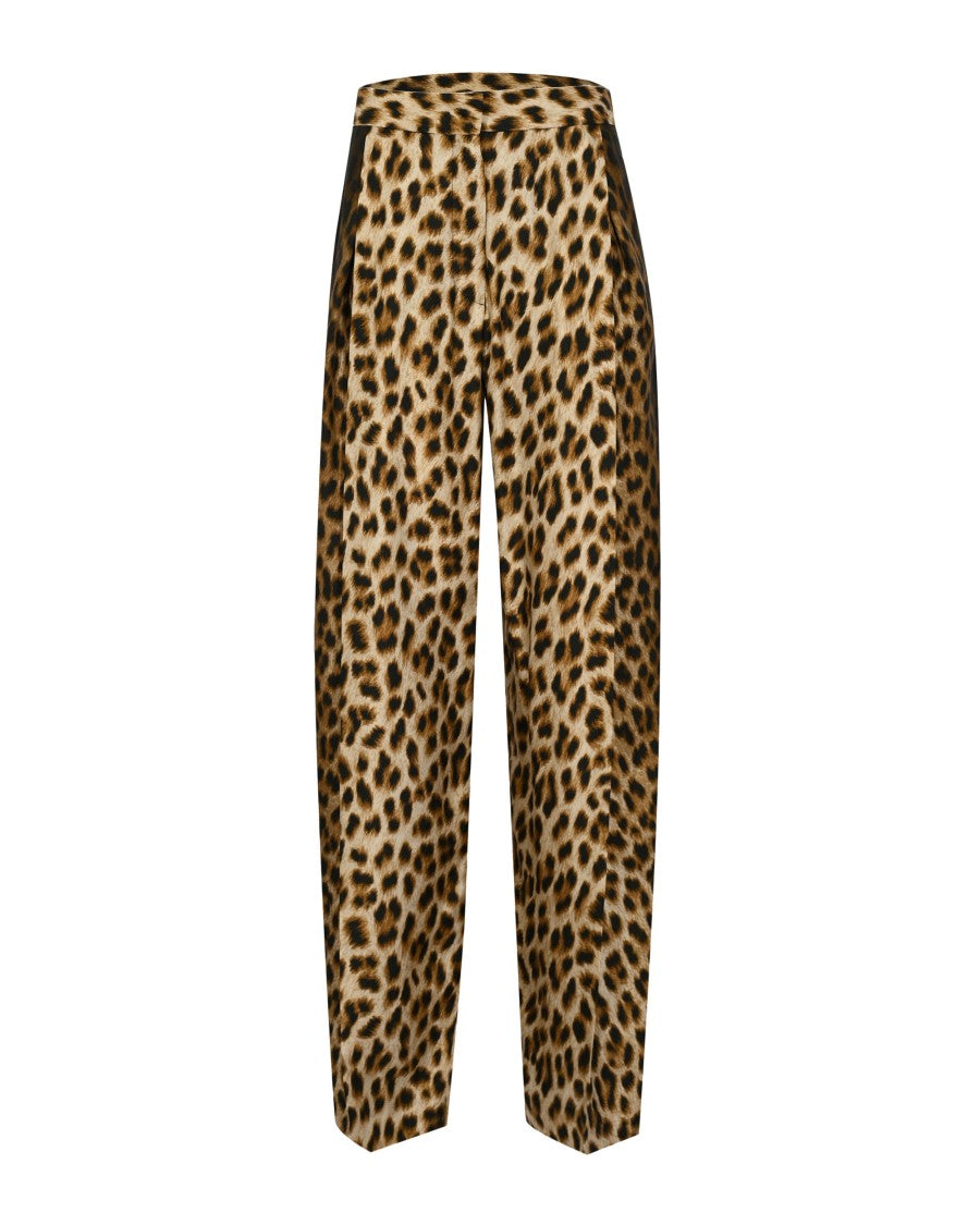 Sportmax Silky Twill Pants With Bold Animal Print Design