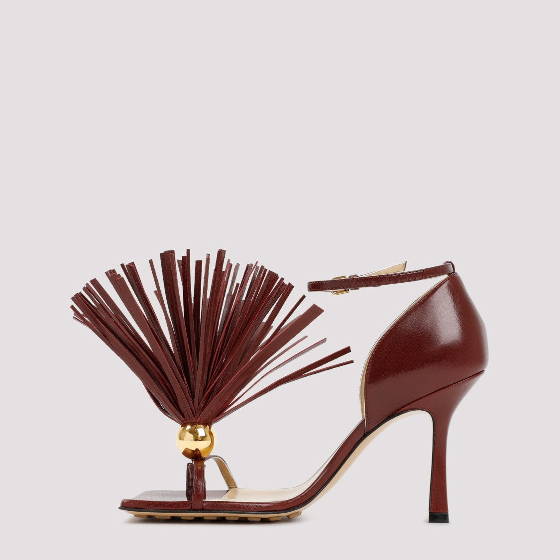 Bottega Veneta Red Leather Stretch Strap Sandals